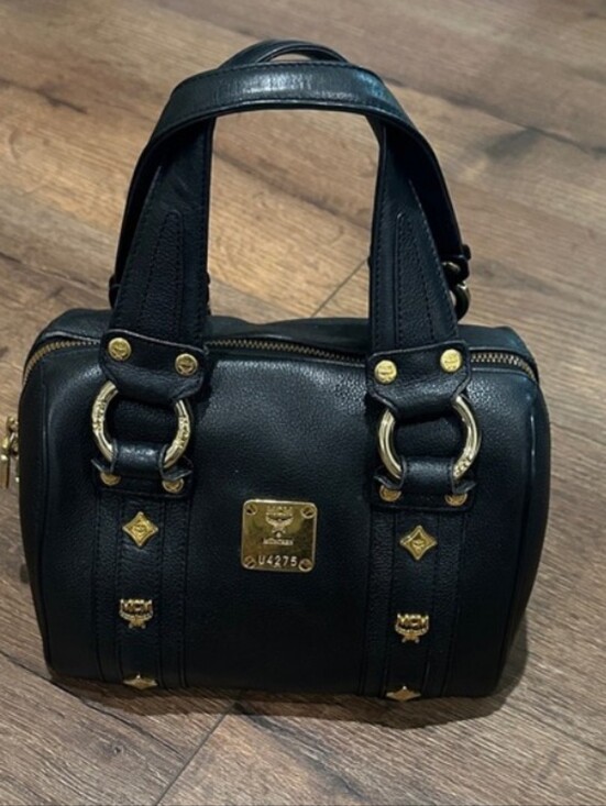 MCM Handbags - MCM Black Mini Leather Barrel Bag with Gold Hardware With COA
